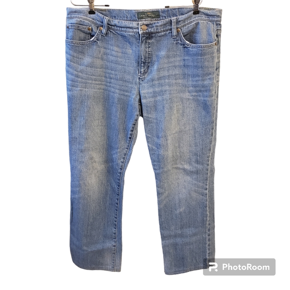 Lauren Ralph Lauren straight leg medium wash blue denim jeans, women's s…